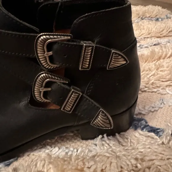 Frye Ray Western Shootie Black Leather Boots Booties cowgirl country A00076