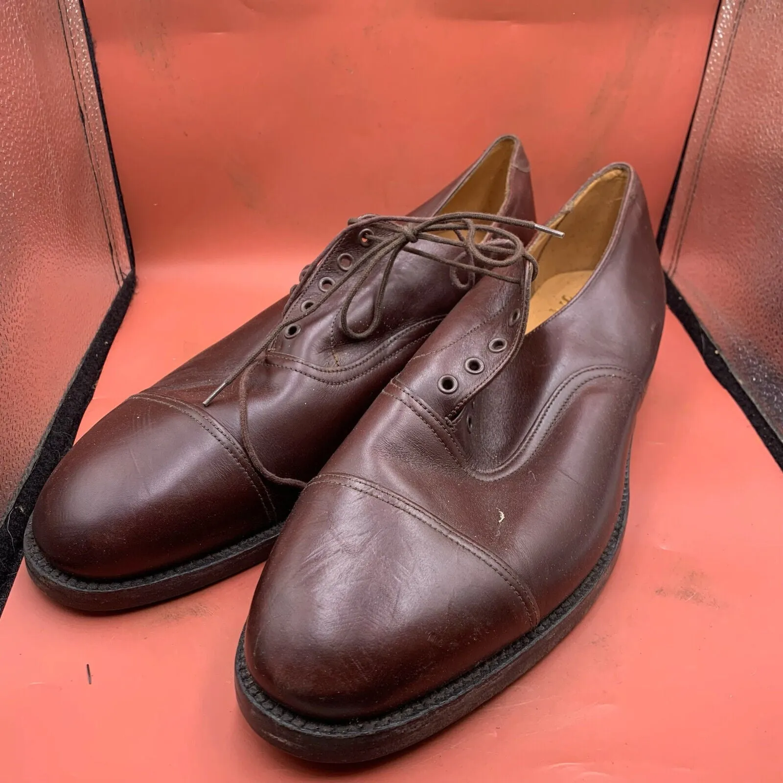 Genuine British Army Brown Leather Dress Shoes - Size UK 15S