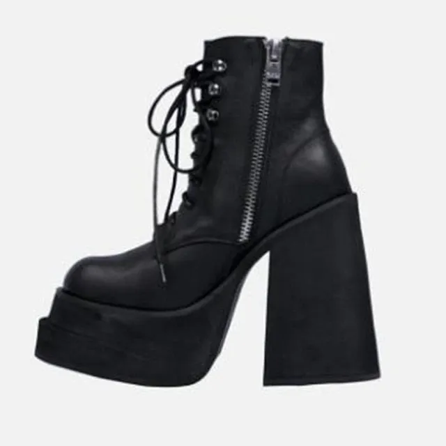 Genuine Leather Women Ankle Boots High Heels Platform