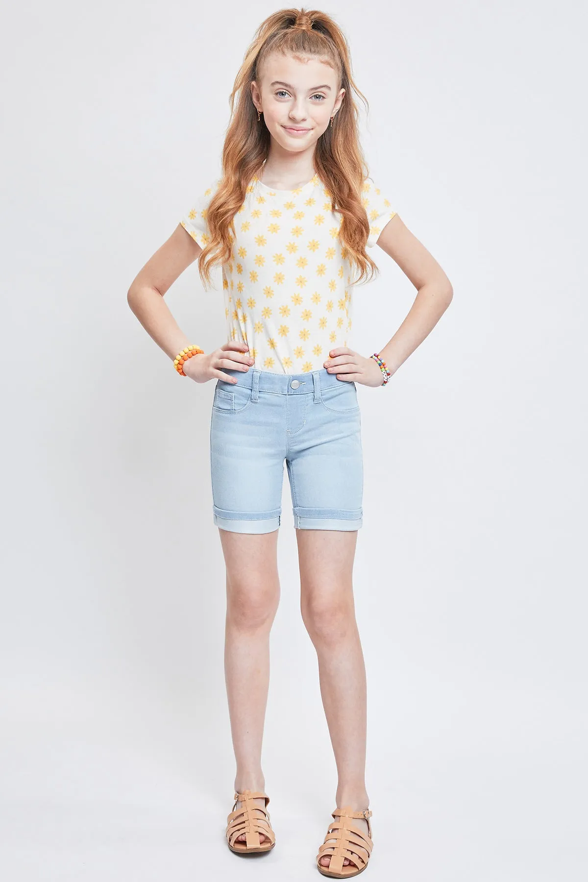 Girls Essential Cuffed Pull-On Bermuda, Pack of 12
