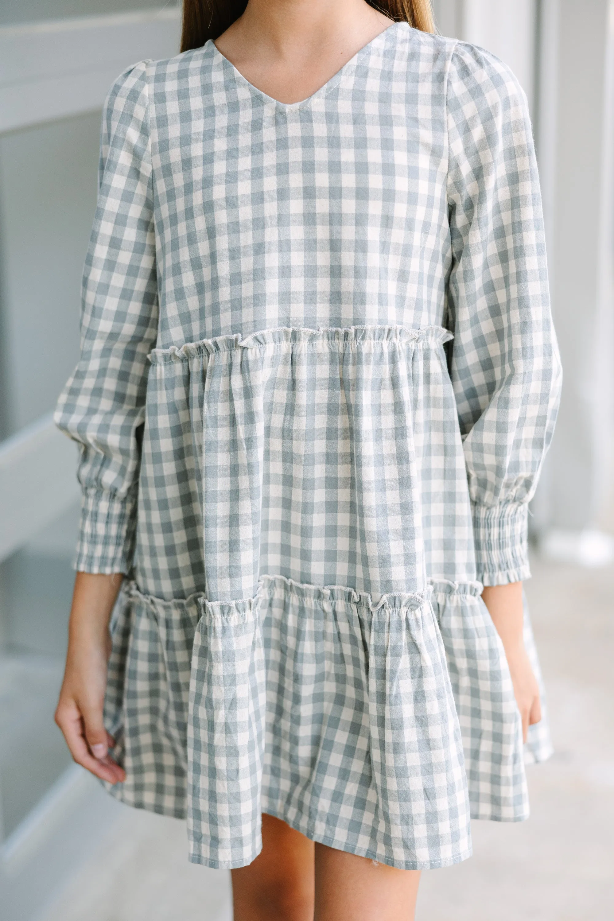 Girls: On This Day Gray Gingham Dress