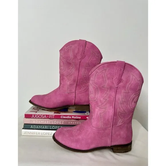 Girls Western Rodeo Pink Cowboy Cowgirl Boot Country Round Toe Size 3