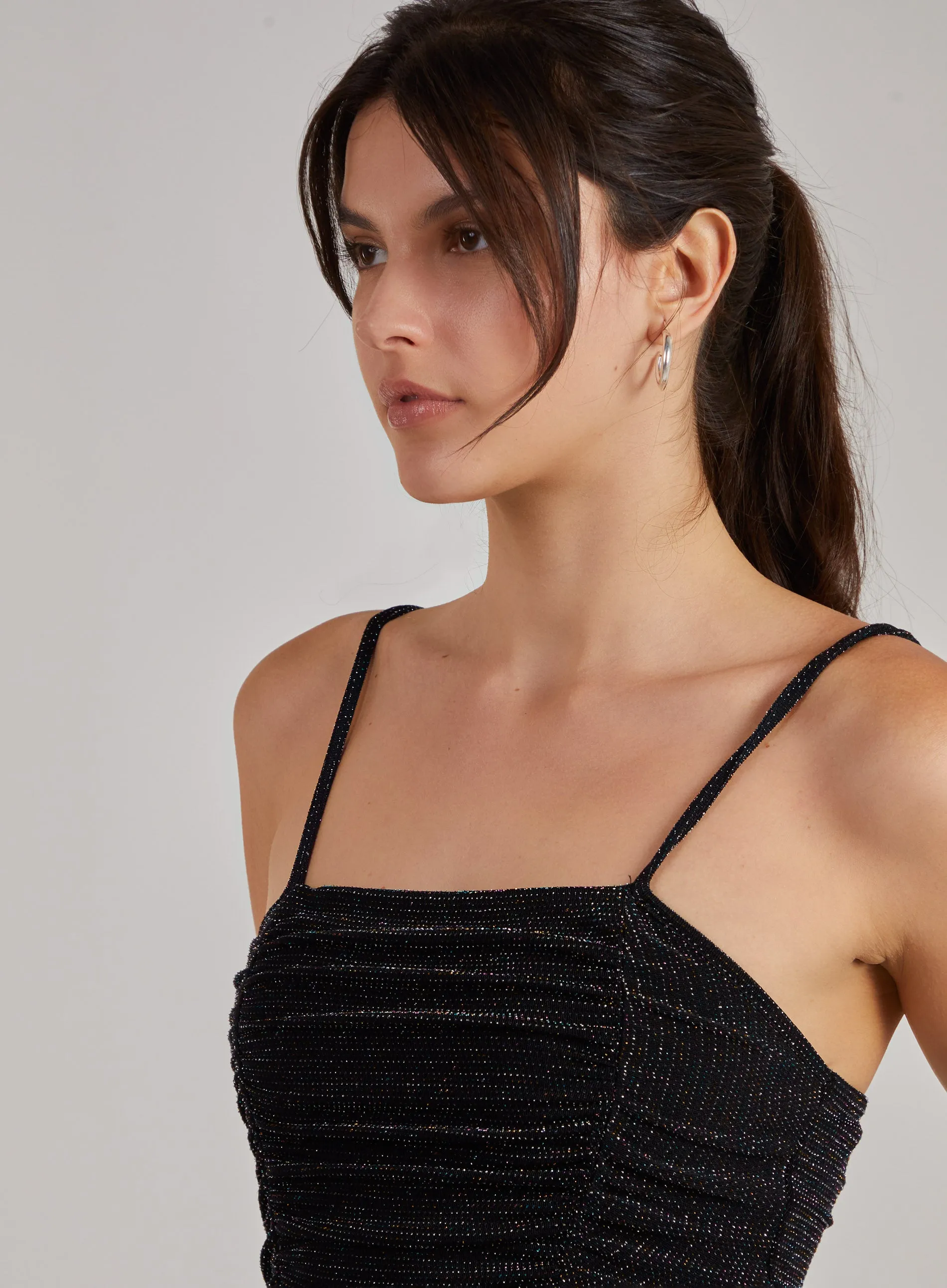 Glitter Ruched Mini Dress