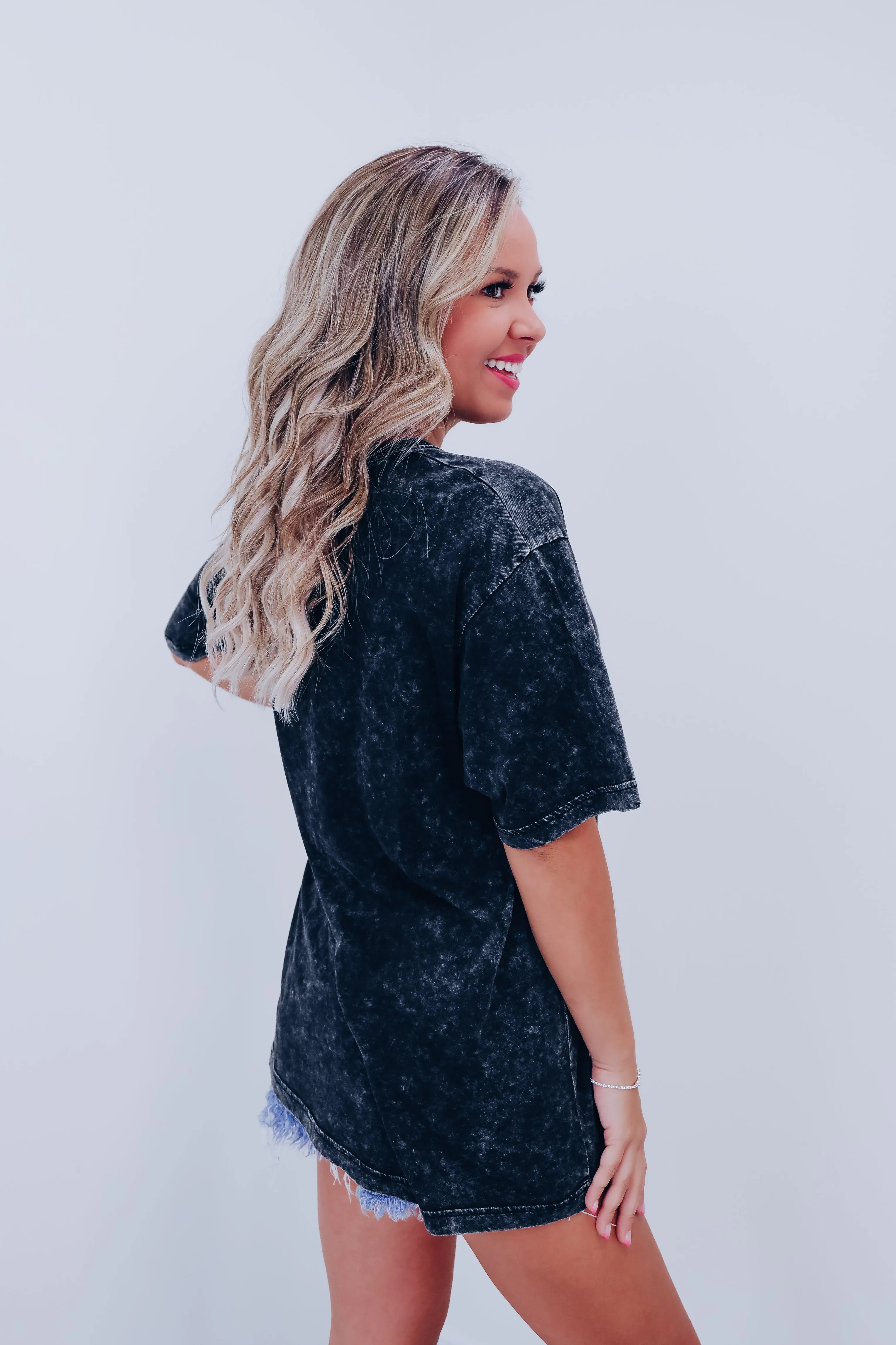 Glitter Yee Haw Graphic Tee - Black