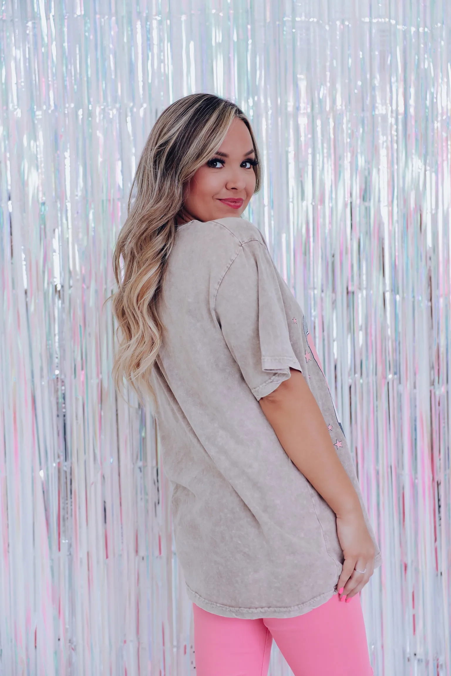 Glitter Yee Haw Graphic Tee - Tan