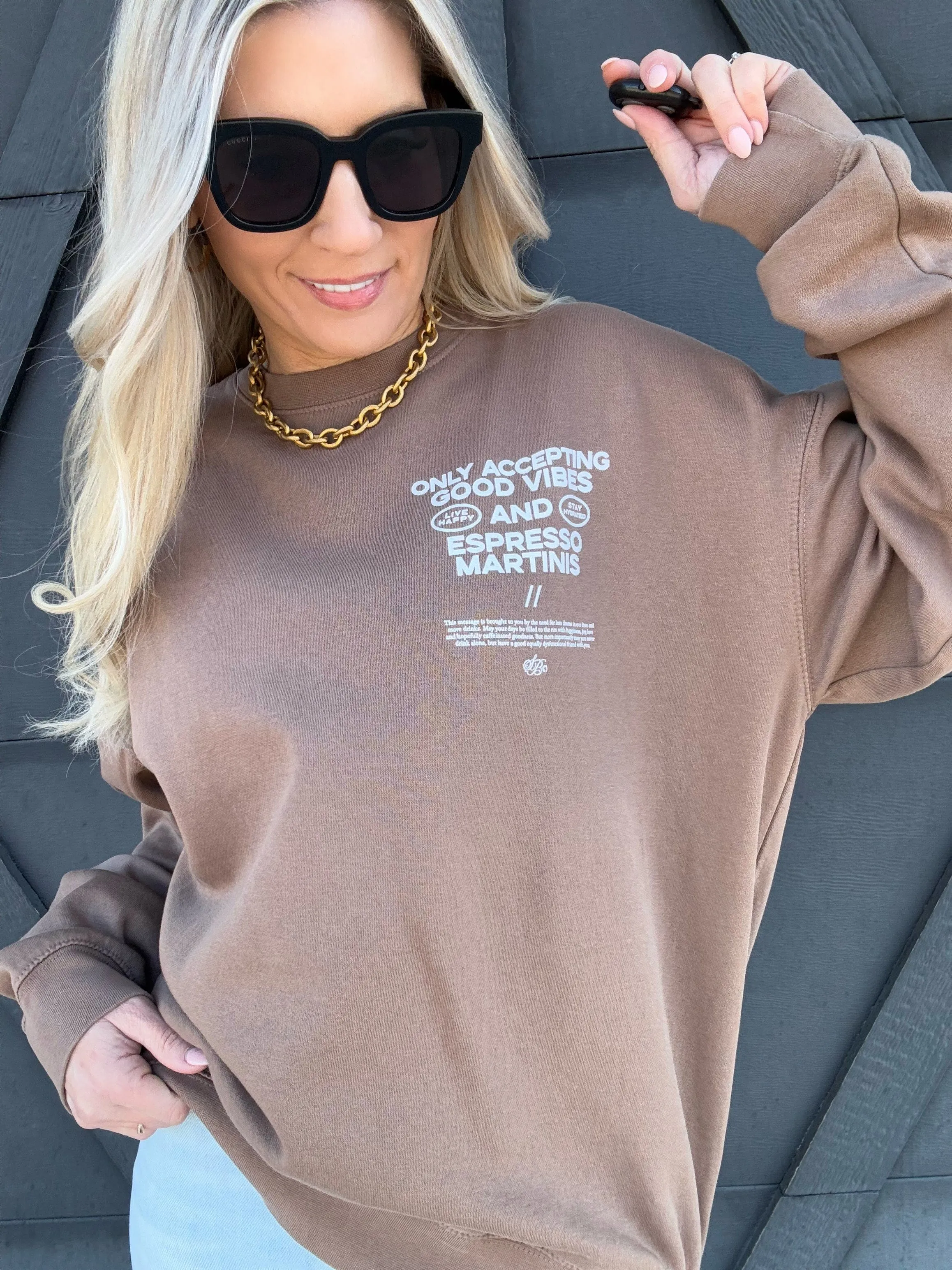 Good Vibes Sweatshirt In Coffee