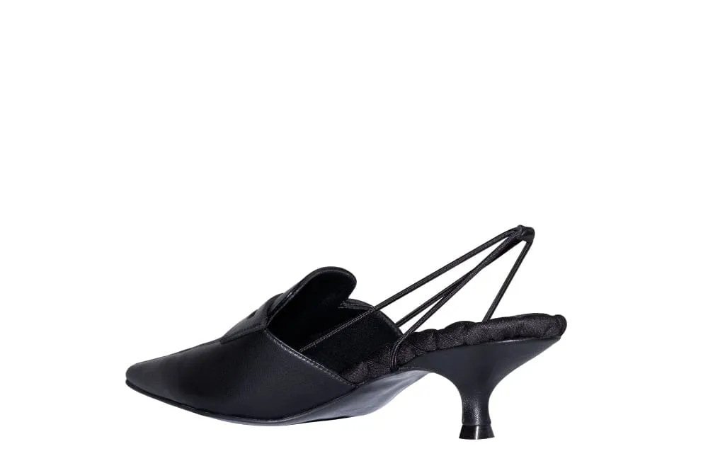 Grace Vegan Nappa Leather Kitten Heels | Black