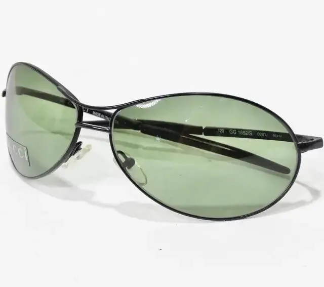 Gucci 1990s Black/Green Lense Sunglasses