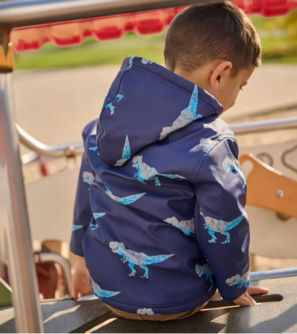 Hatley Boys T-Rex Attack Sherpa Lined Zip-Up Rain Jacket: Size 3-7 years