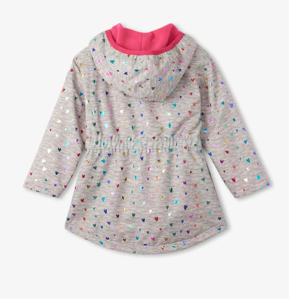 Hatley Confetti Hearts Microfibre Rain Jacket : Size 2 to 10 Years