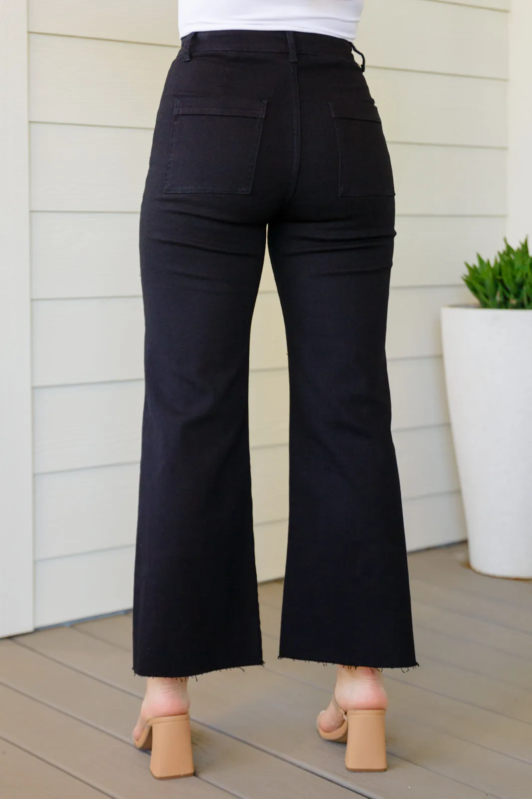 Hazel Blues® |  August High Rise Wide Leg Crop Jeans in Black