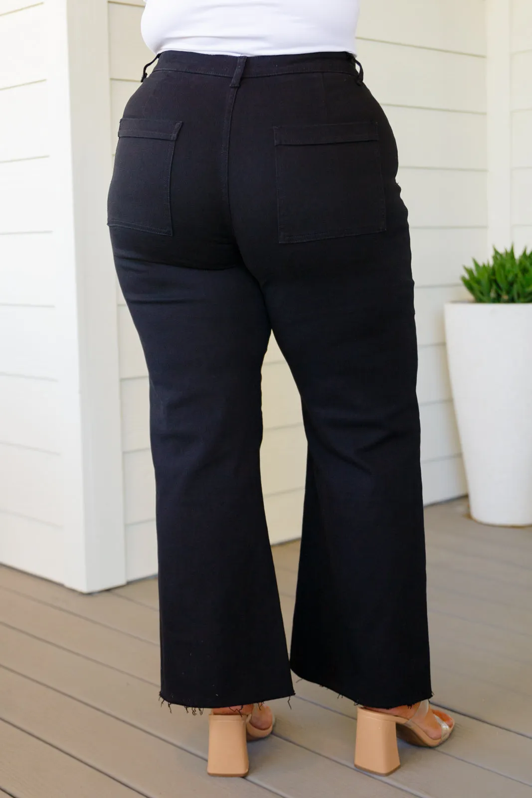 Hazel Blues® |  August High Rise Wide Leg Crop Jeans in Black