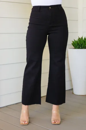 Hazel Blues® |  August High Rise Wide Leg Crop Jeans in Black