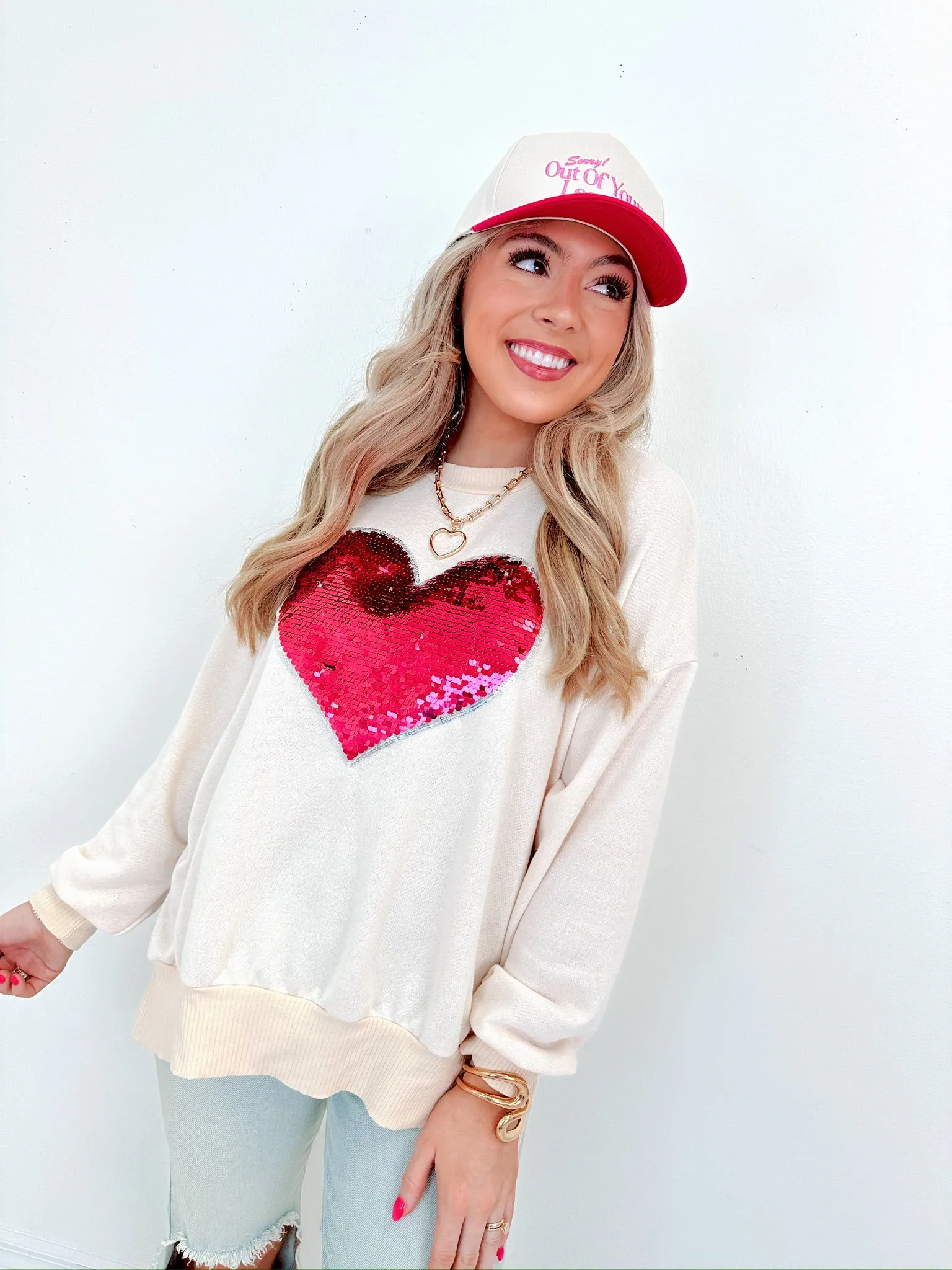 Heart Sequin Patch Top