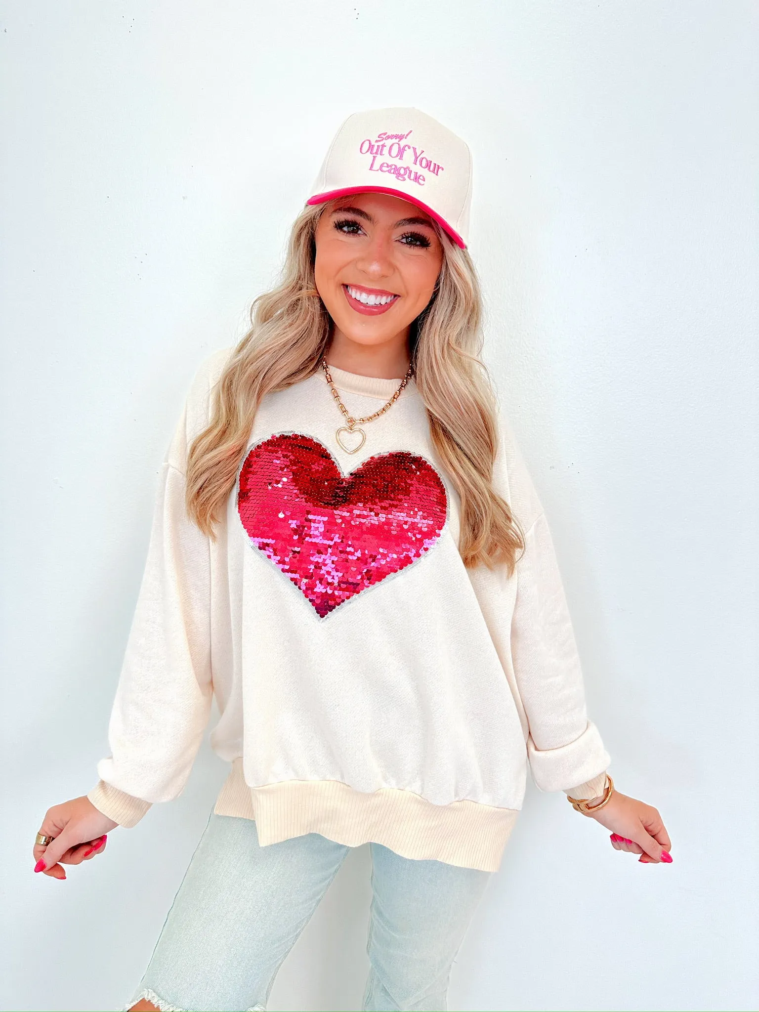 Heart Sequin Patch Top