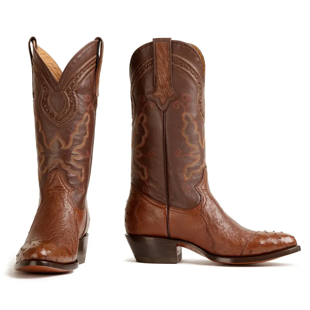 Hidalgo 4 Piece Ostrich Classic Western Boot - Tobacco Brown