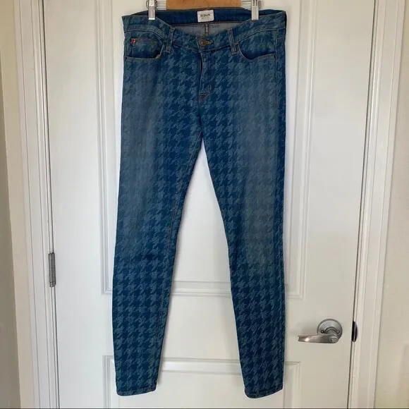 Hudson Krista Super Skinny Hounds Tooth Ankle Jeans