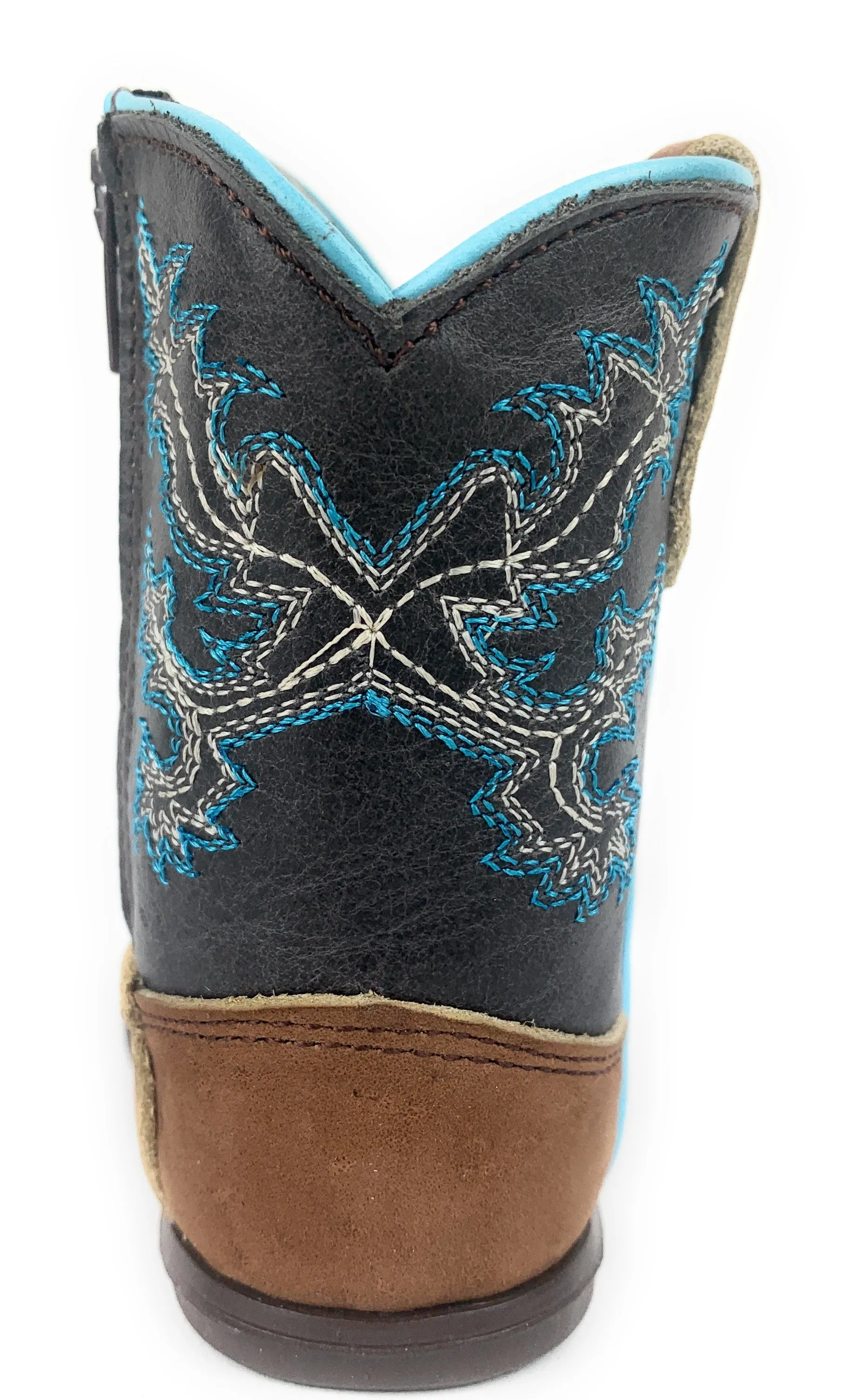 Infant/Toddler Brown & Baby Blue Round Toe Western Boots
