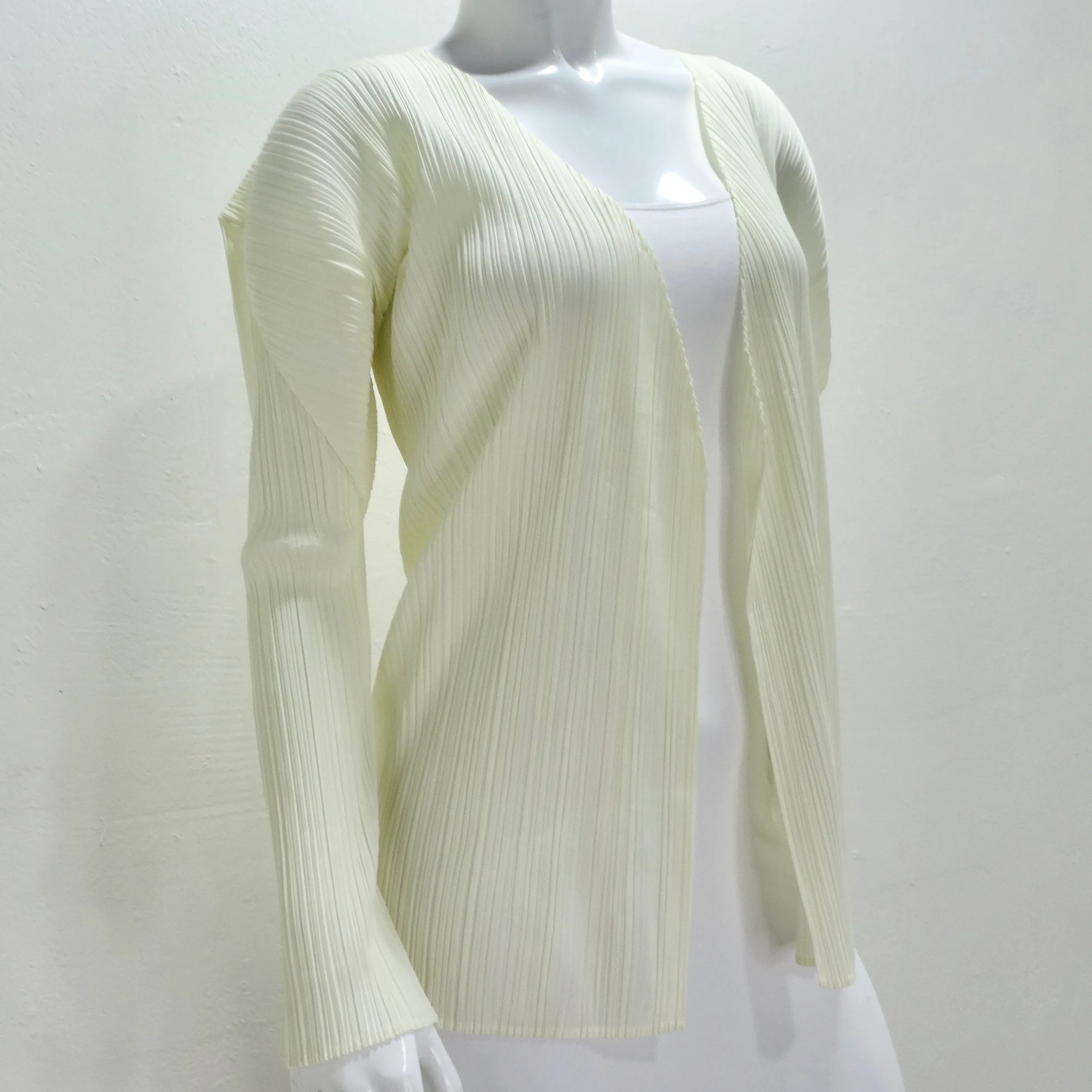 Issey Miyake Pleats Please Cardigan and Shawl Set Off-White