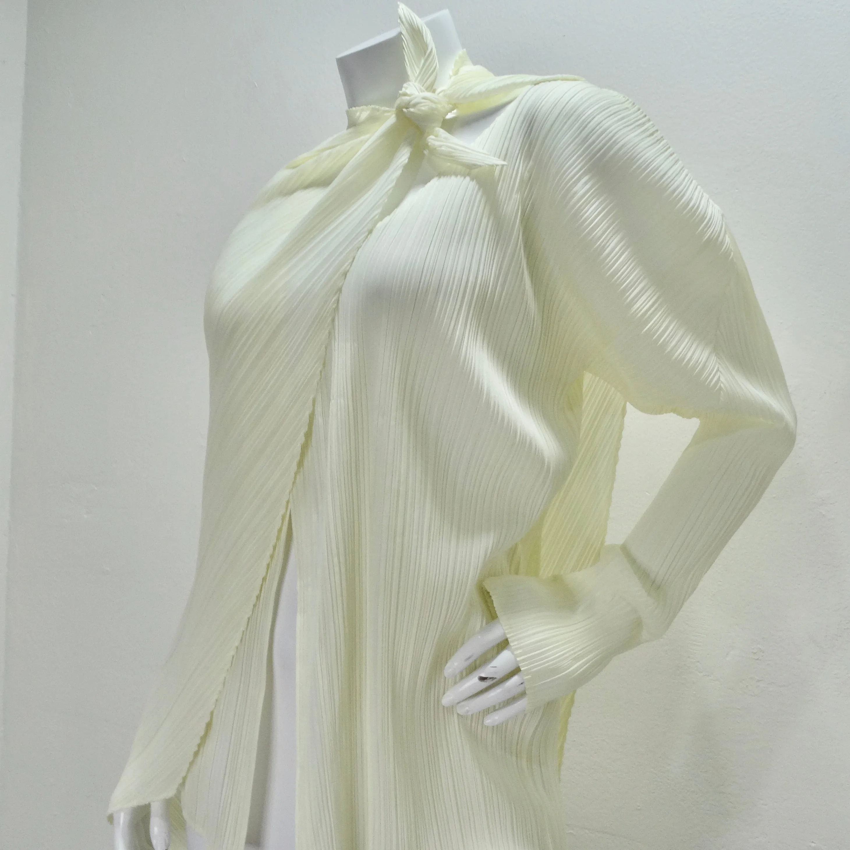 Issey Miyake Pleats Please Cardigan and Shawl Set Off-White