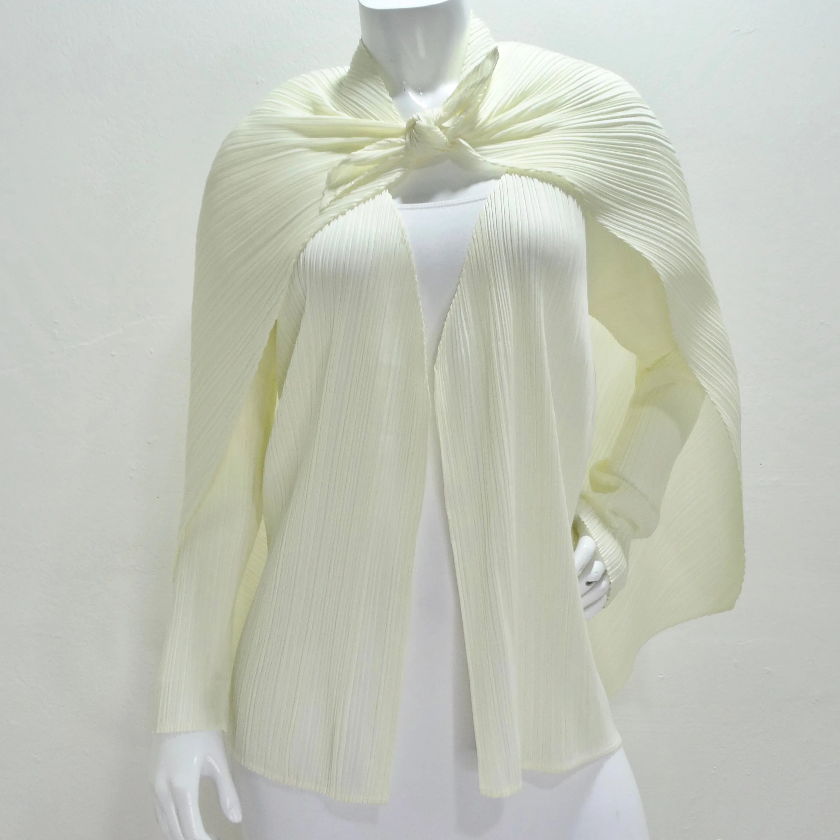 Issey Miyake Pleats Please Cardigan and Shawl Set Off-White