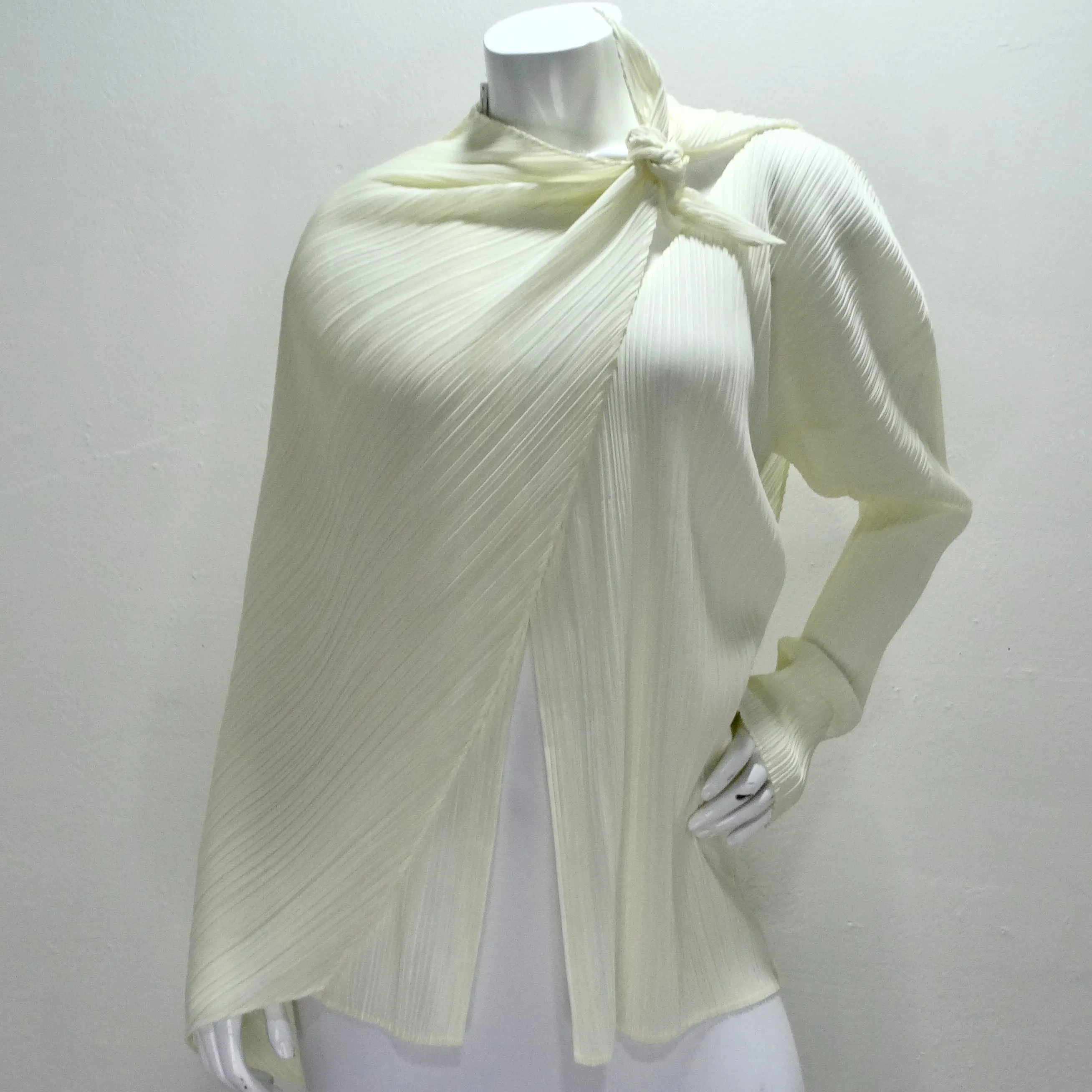 Issey Miyake Pleats Please Cardigan and Shawl Set Off-White