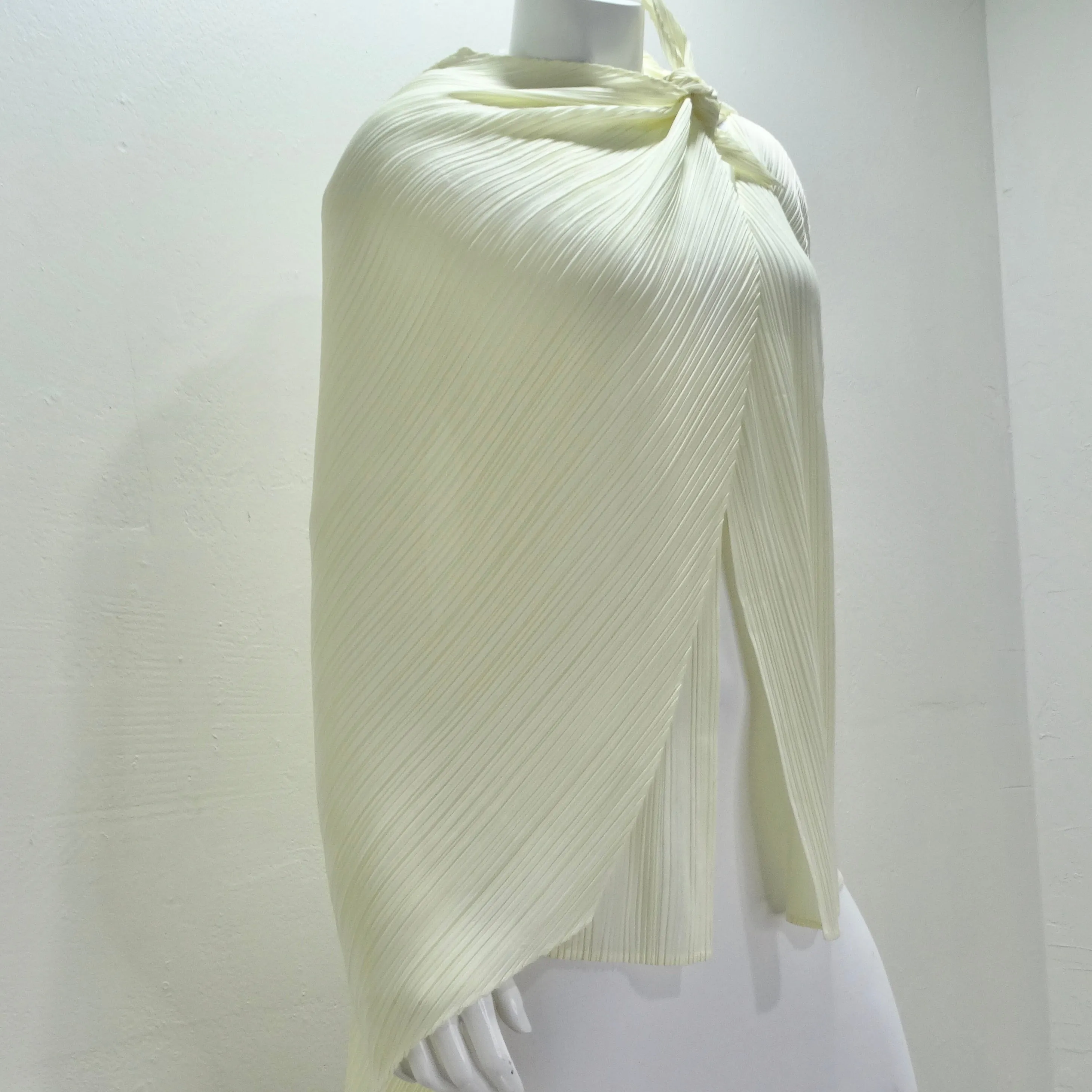 Issey Miyake Pleats Please Cardigan and Shawl Set Off-White