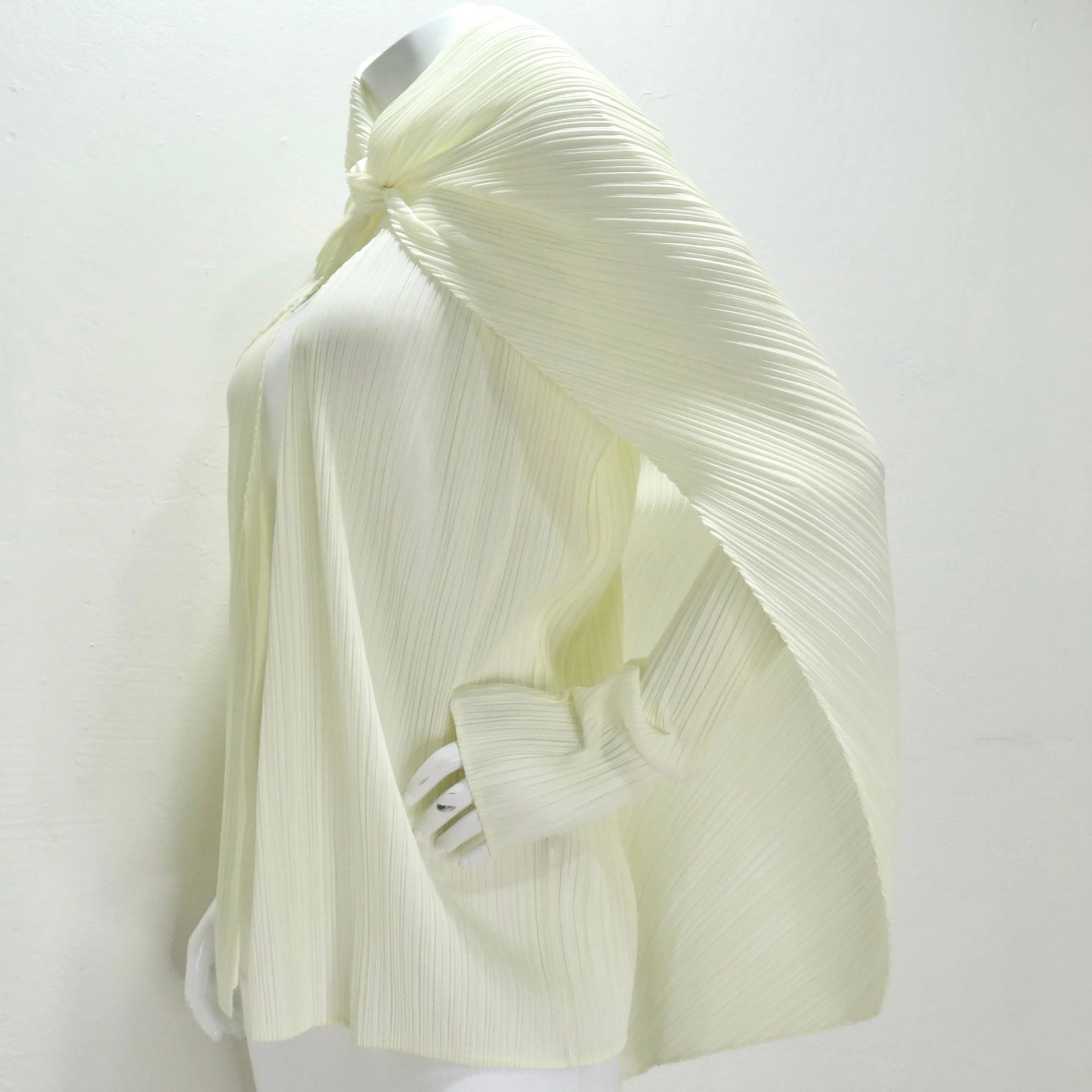 Issey Miyake Pleats Please Cardigan and Shawl Set Off-White