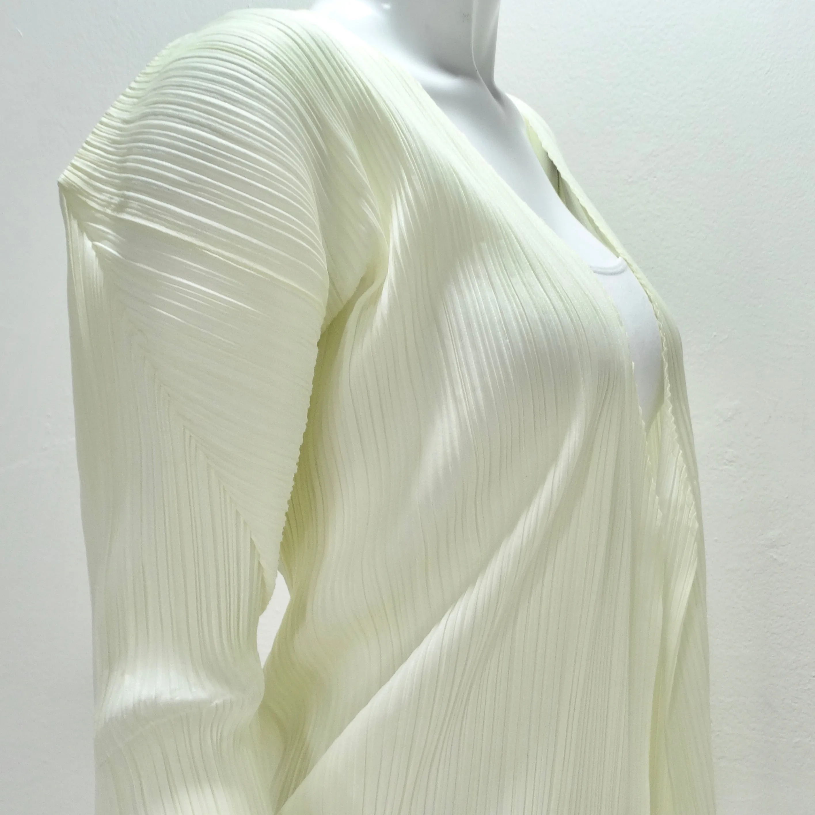 Issey Miyake Pleats Please Cardigan and Shawl Set Off-White