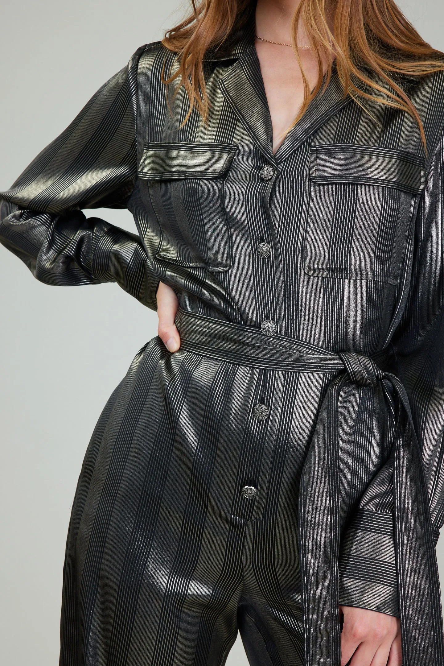 Janet Glimmer Striped Jumpsuit