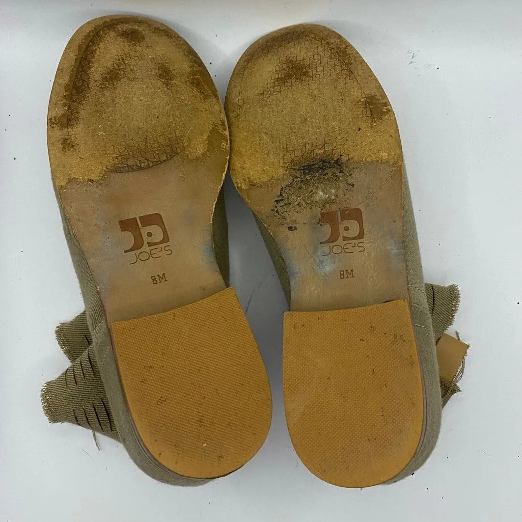 Joe's Jeans Tan Canvas Perforated Flat Ankle Boots Sz 8