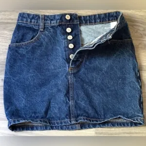 John Galt Button Fly Denim Mini Skirt