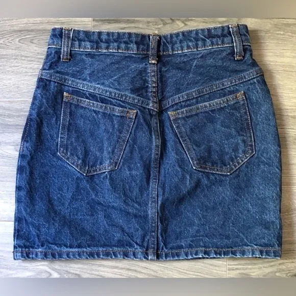 John Galt Button Fly Denim Mini Skirt