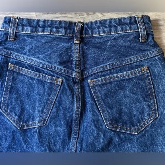 John Galt Button Fly Denim Mini Skirt