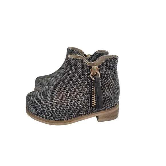 Joyfolie Girls Size 4 Kaitlyn Booties Black Glitter Shimmer Bling  NEW