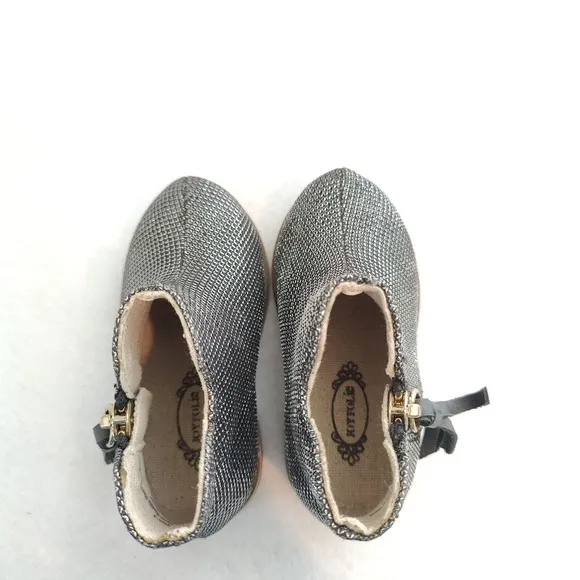 Joyfolie Girls Size 4 Kaitlyn Booties Black Glitter Shimmer Bling  NEW