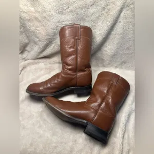 JUSTIN BOOTS Roper Brown Leather Cowboy Boots 8.5 E