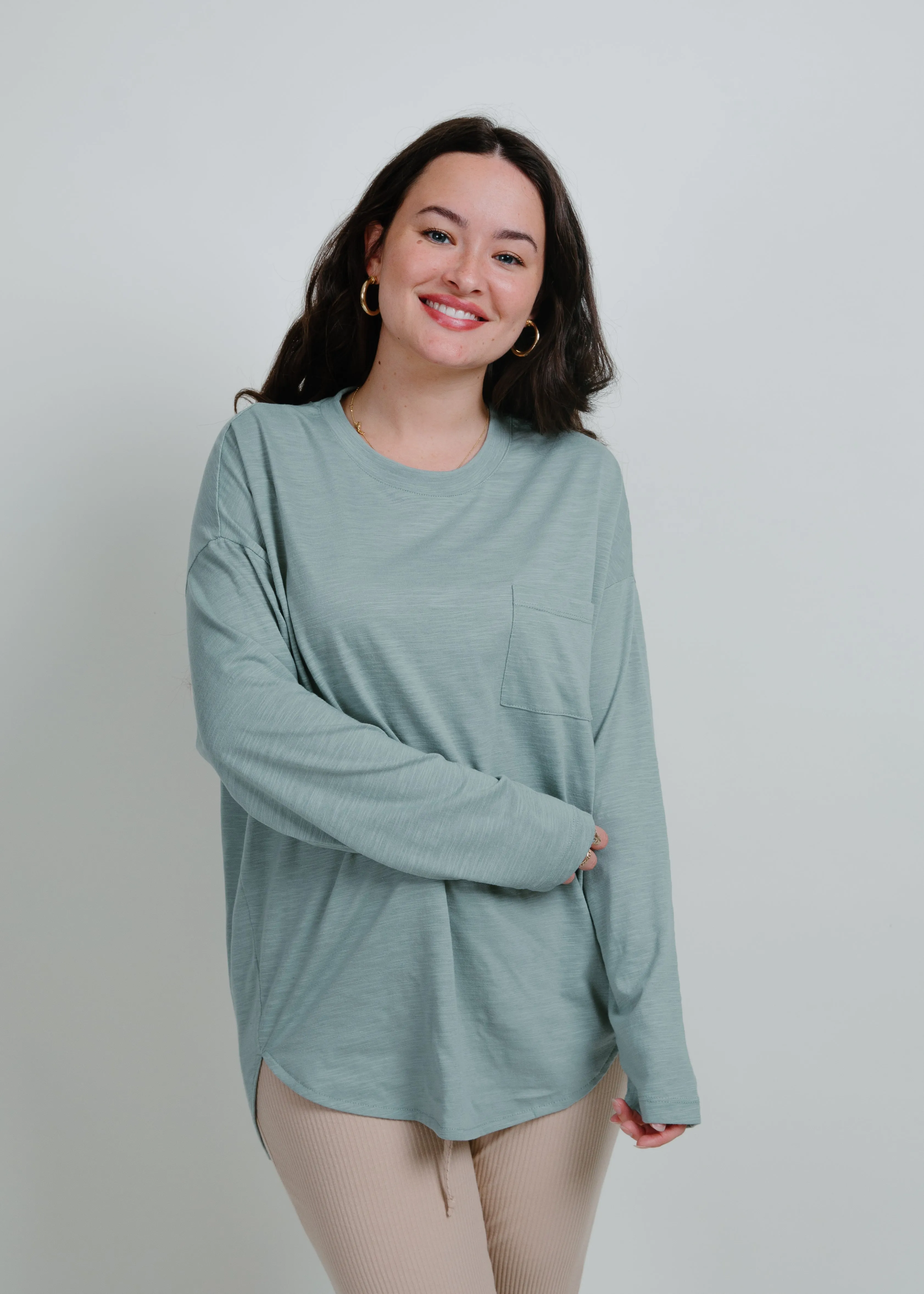 Kaity Oversized Knit Top - Sage