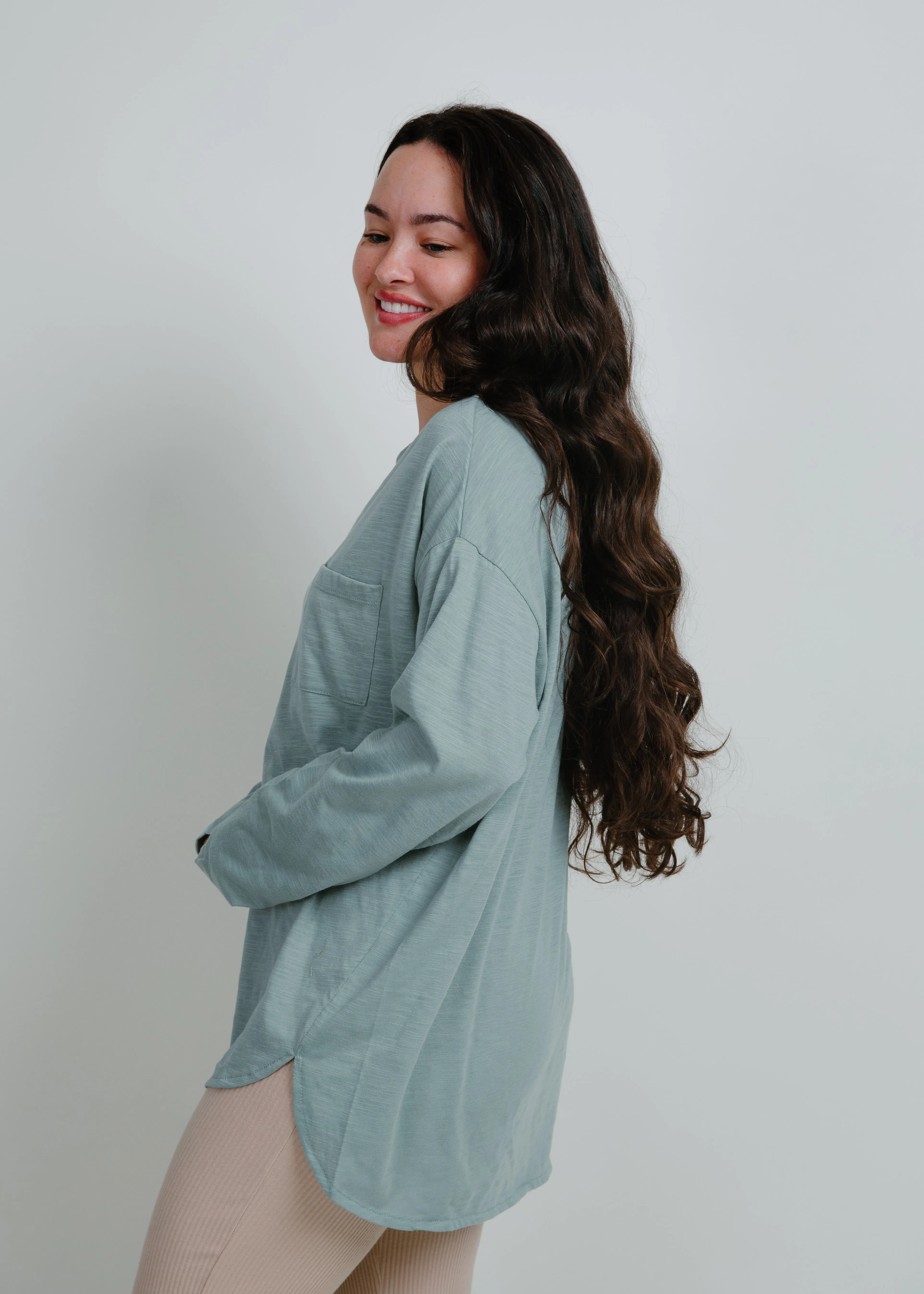 Kaity Oversized Knit Top - Sage