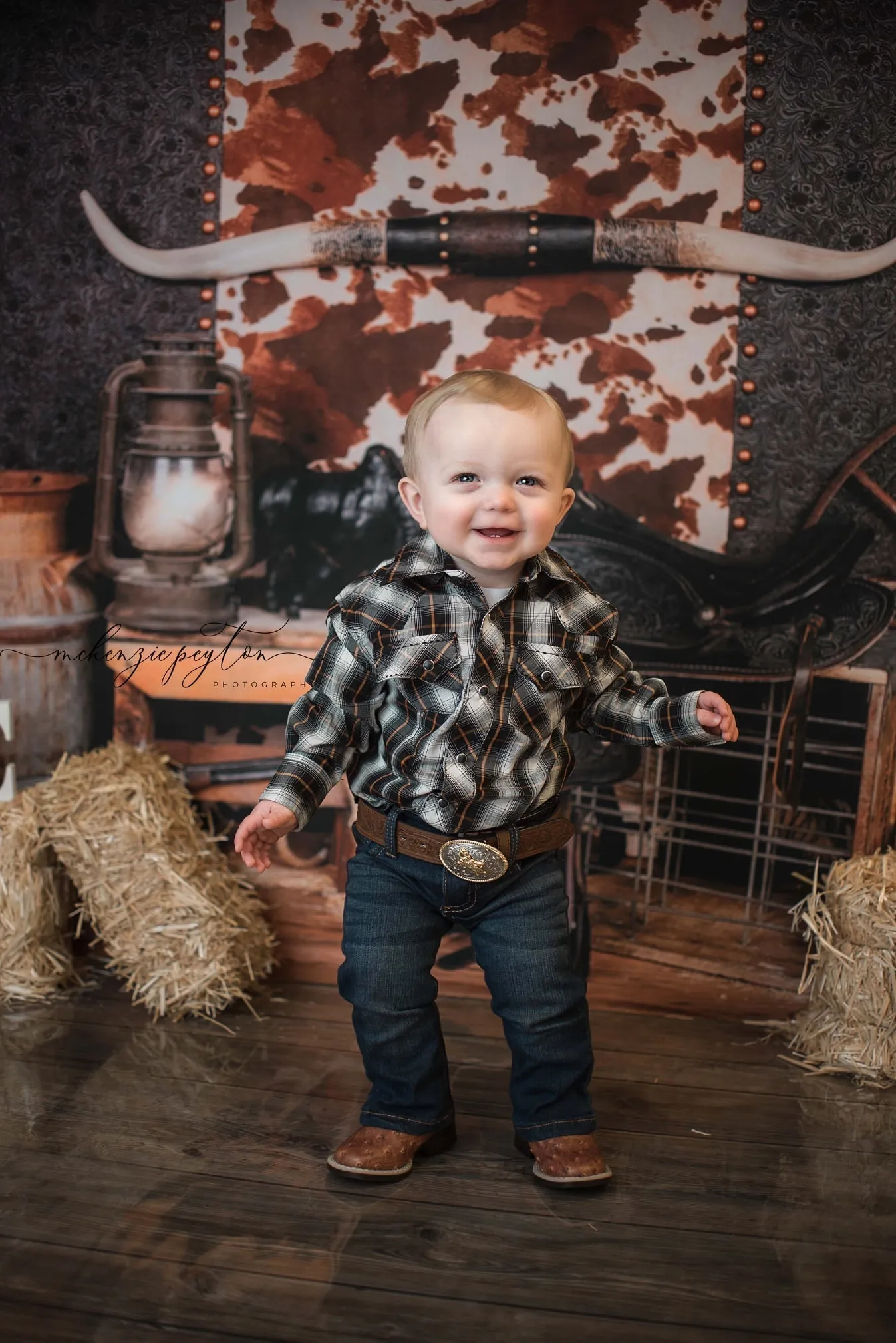 Kate Cake Smash Wild West Fleece Backdrop Designed by Arica Kirby