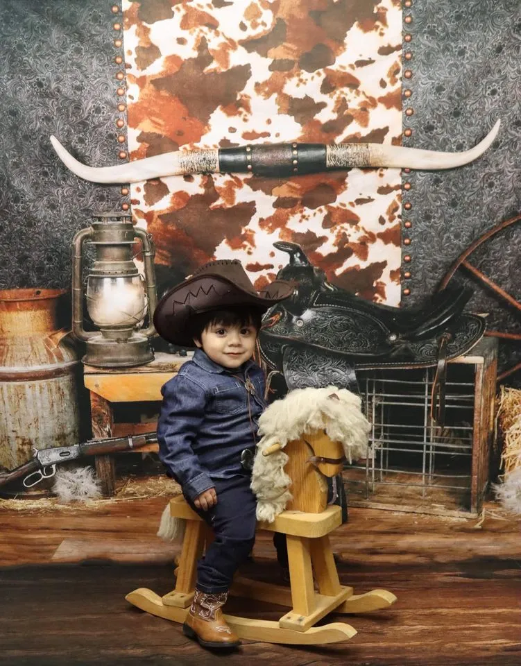 Kate Cake Smash Wild West Fleece Backdrop Designed by Arica Kirby