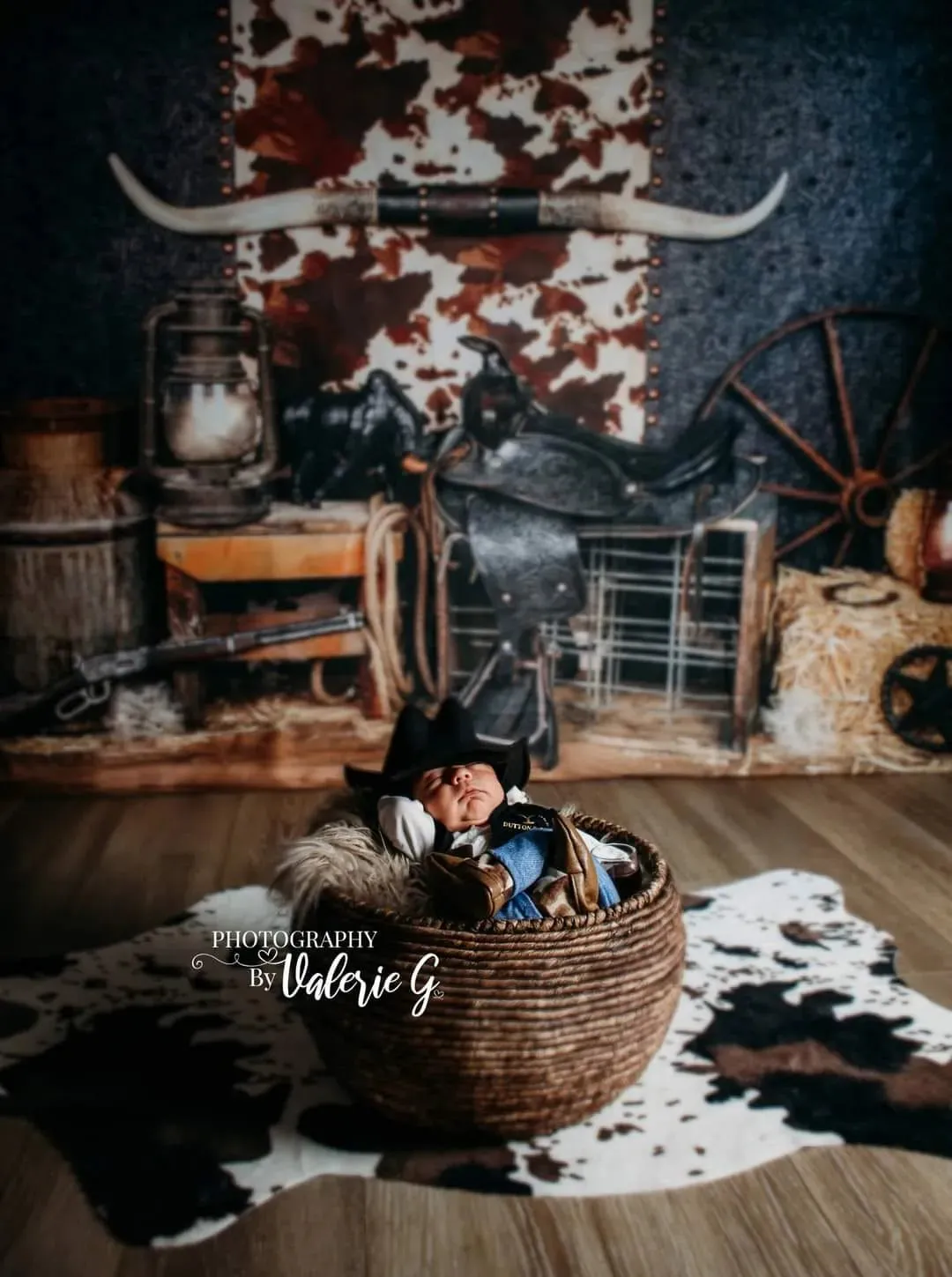 Kate Cake Smash Wild West Fleece Backdrop Designed by Arica Kirby