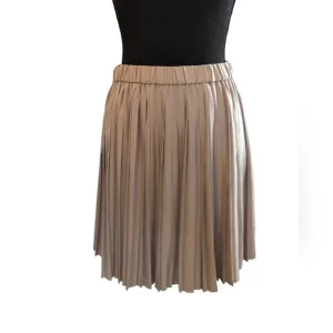 Kate Spade Saturday Tan Pleated Satin Neutral Flirty Mini Skirt Size M