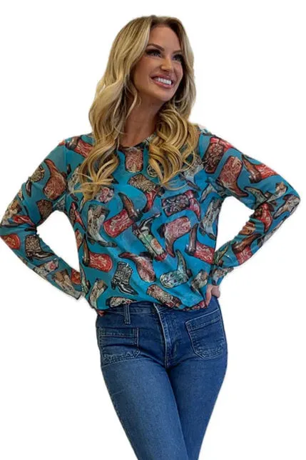 Katie Boots Mesh Top