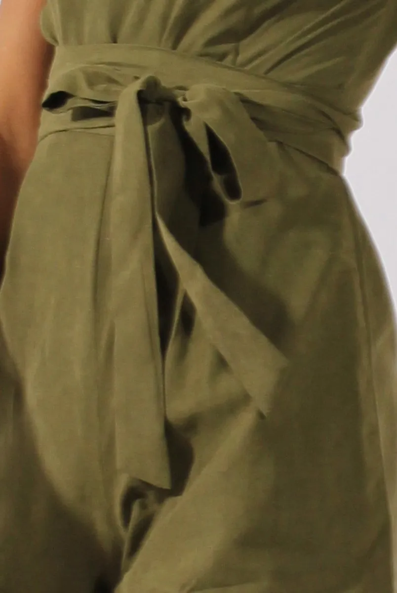 Khaki Tie Back Playsuit - Lunah