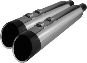 Khrome Werks 202765 4.50in. HP-Plus Slip-On Muffler - Chrome with Black Edge Billet Tip End Caps