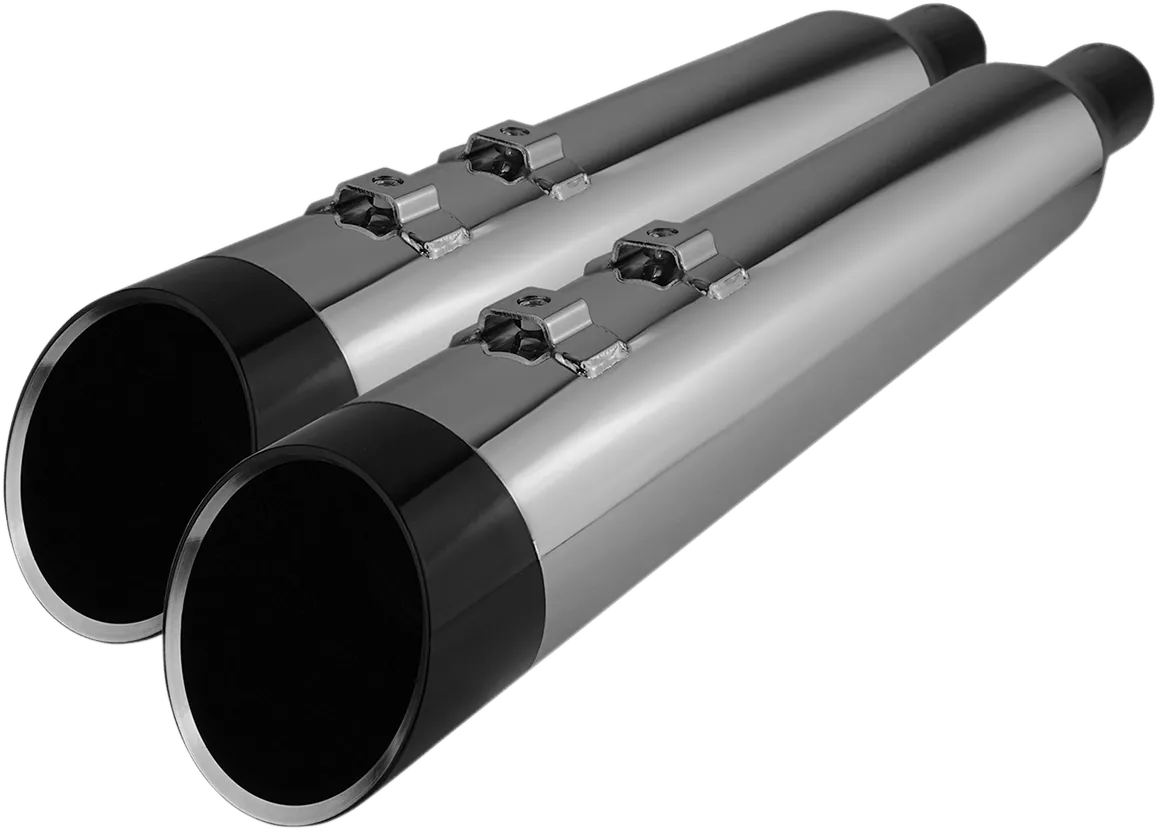 Khrome Werks 202765 4.50in. HP-Plus Slip-On Muffler - Chrome with Black Edge Billet Tip End Caps
