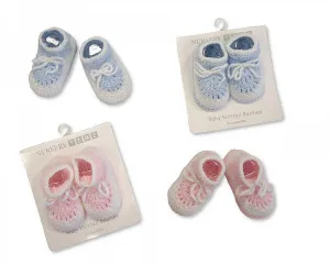 Knitted Baby Booties - Pink and Sky - 330