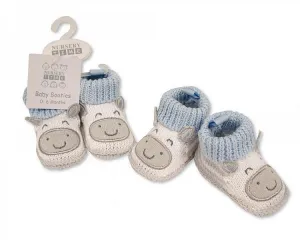 Knitted Baby Boys Booties with Face Decoration-371