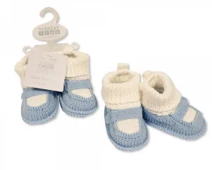 Knitted Baby Boys Booties with Strap-372